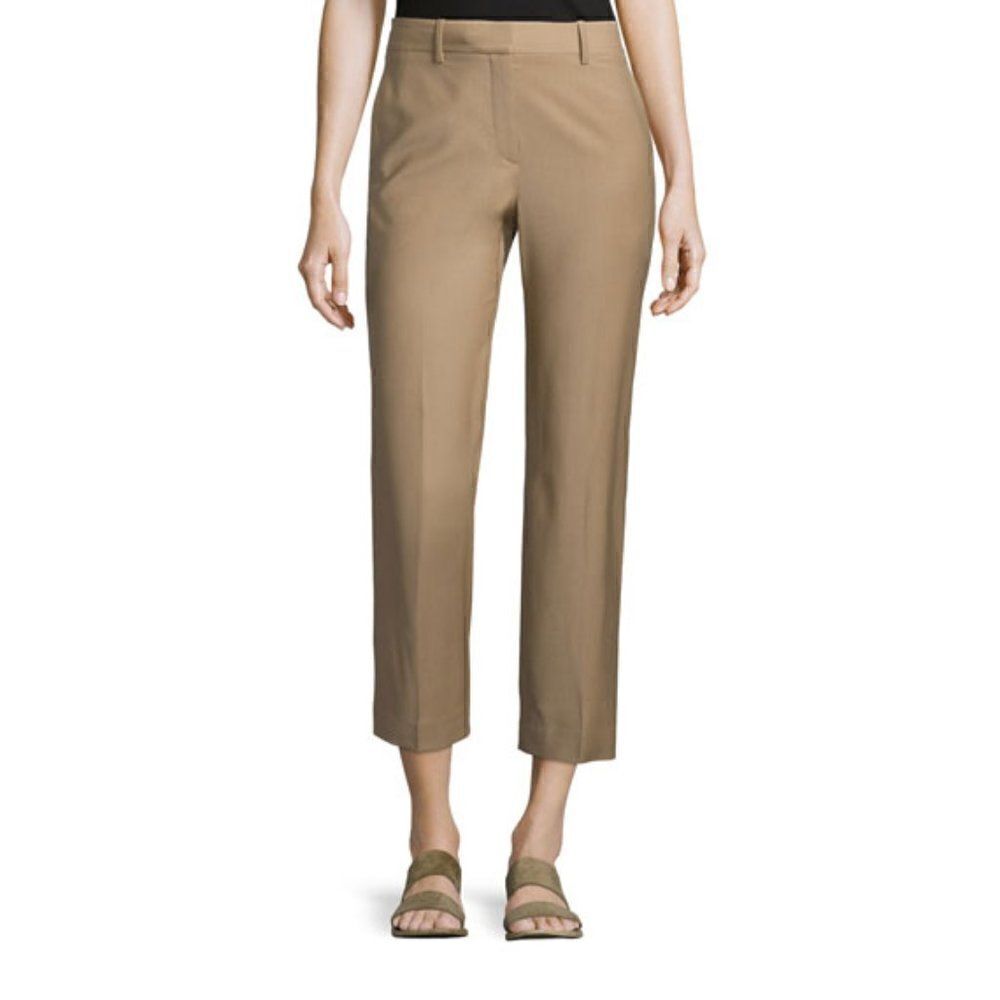 Theory Beige Lavzin Continuous Wool-Blend Pants
